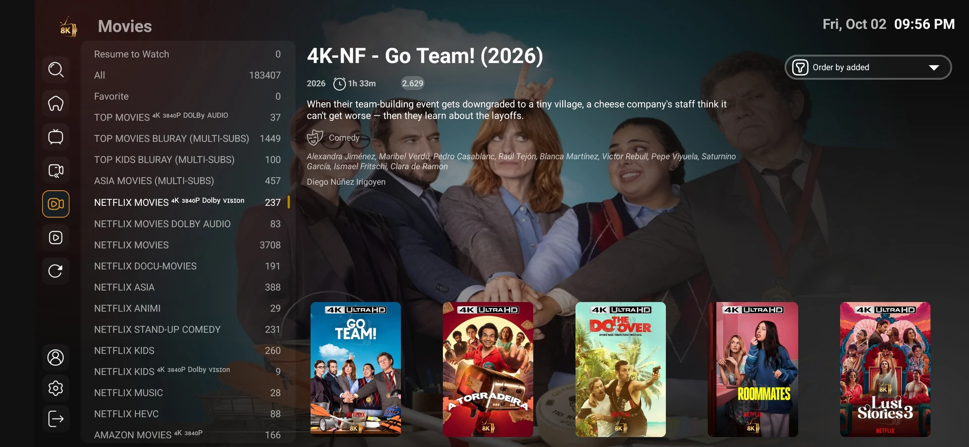 8K Player VIP+ movie category and title browsing screenshot