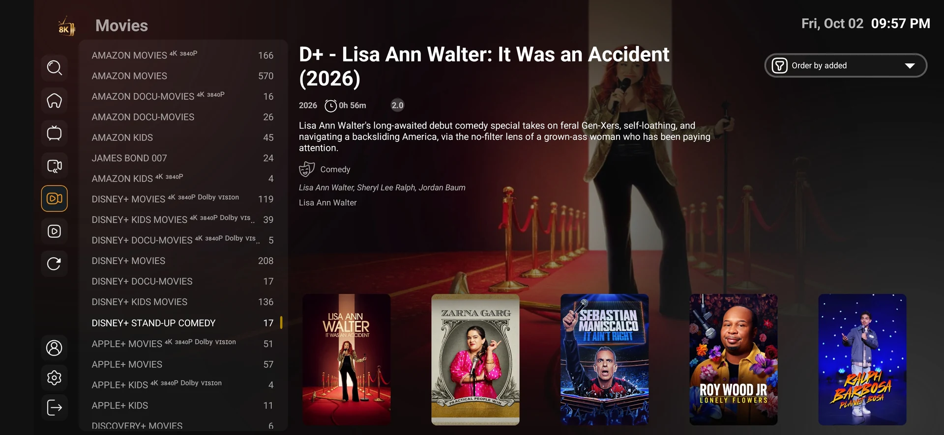 8K Player VIP+ movie category and title browsing screenshot