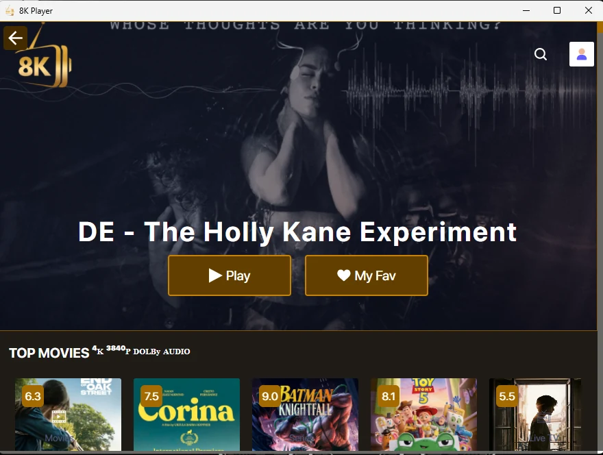 Desktop player home screen and movie discovery